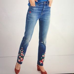 High-Rise Slim Boyjean-embroidered
